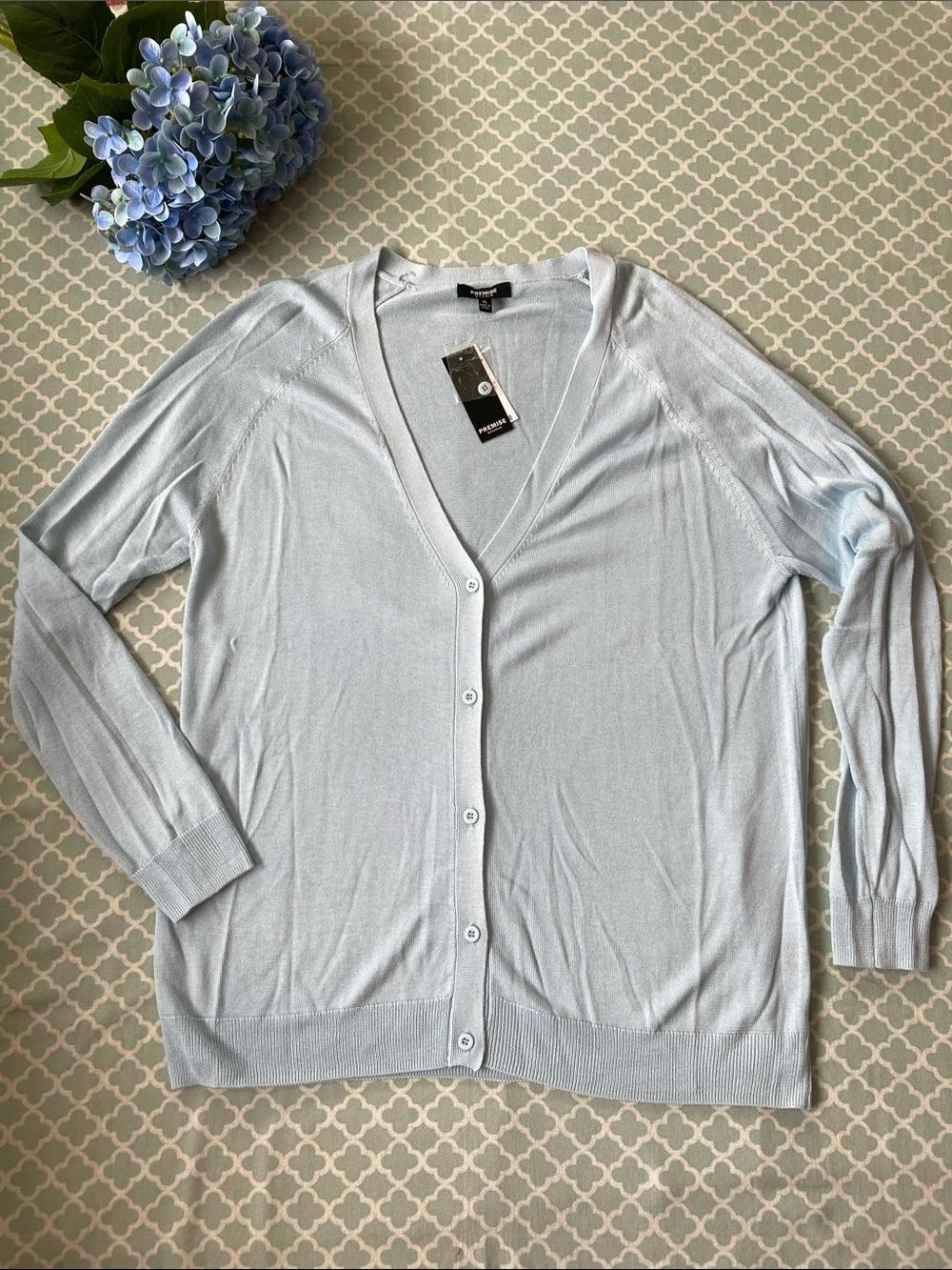 Premise Light Blue V-Neck Cardigan XL NWT